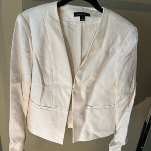 Ann Taylor Size 2 Women's White Open Blazer Long Sleeves Pockets Used